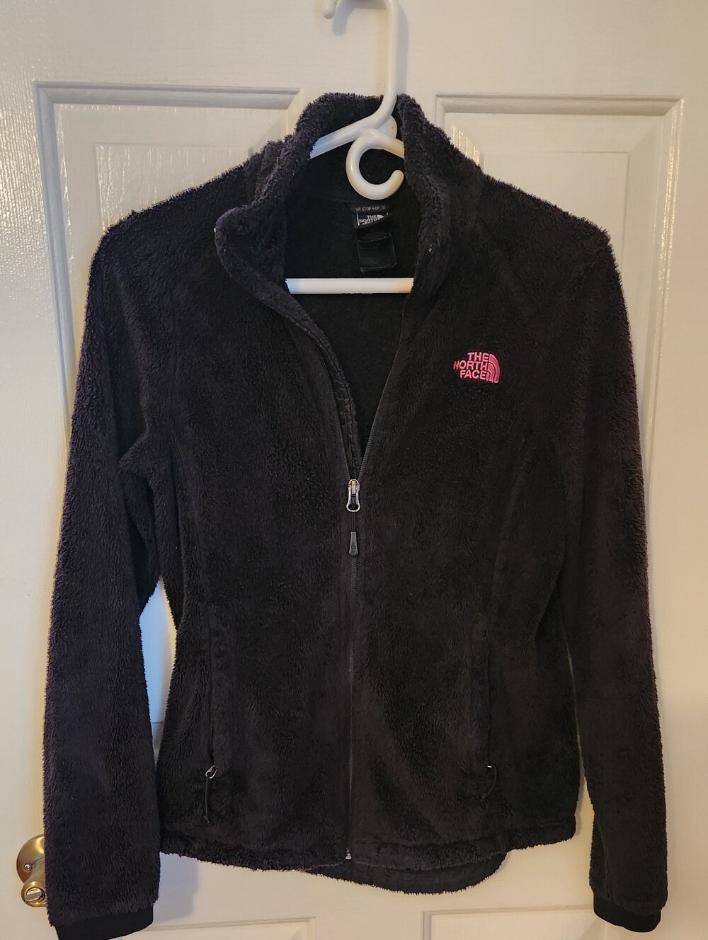 The North Face Women's Black Fleece Jacket with Pink Logo
